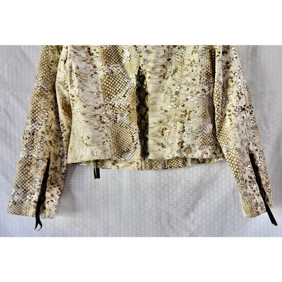 SIMON CHANGE Faux Snake Print Designer Blazer Jacket Size 12 - Picture 7 of 9